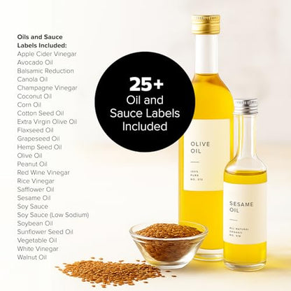 250 White Spice Labels by ThreeKin | Waterproof & Oil-Resistant Pre-Printed Stickers for Spice Jars | Durable, BPA-Free Seasoning Labels | Easy-Clean, No-Residue Design | Proudly Female & USA Owned - color: White