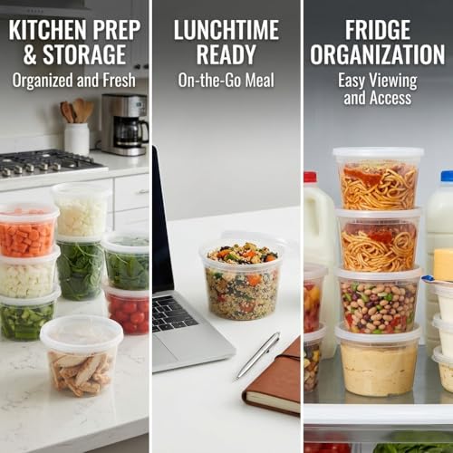 Mr Miracle 16 oz Clear Deli Containers with Lids. Pack of 12. Airtight Reusable Plastic Food and Multi-Purpose Containers. Microwave, Freezer and Dishwasher Safe - color: 12 Pack, size: 16 Ounce