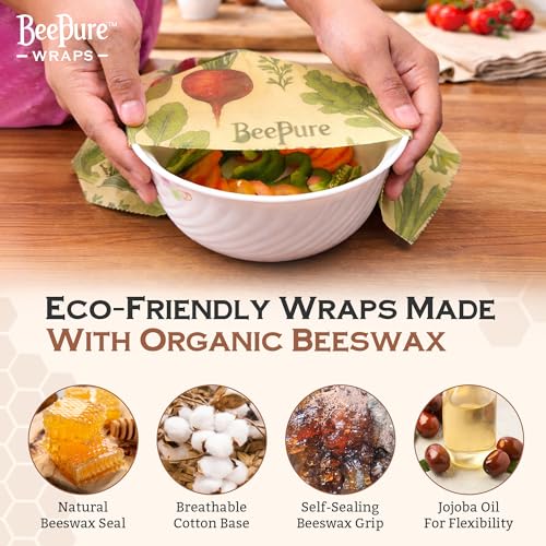 Reusable Beeswax Food Wrap Roll – Bees & Veggies (15”×80”)