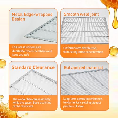 2 Pack Metal Queen Excluder for 8 Frame Hive, Bee Hive Queen Excluder | prevents queen laying in honey supers, galvanized steel, rust resistant, easy install