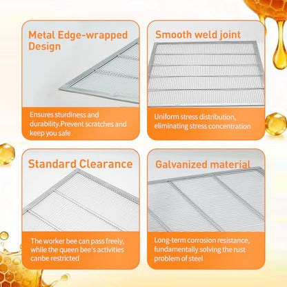 2 Pack Metal Queen Excluder for 8 Frame Hive, Bee Hive Queen Excluder | prevents queen laying in honey supers, galvanized steel, rust resistant, easy install
