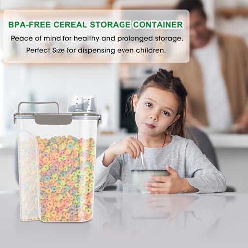 TBMax Airtight Rice Container 10 Lbs, Cereal Dispenser, Pet Cat Dog Food Storage Container, Plastic Kitchen Pantry Food Storage Holder with Cup -Dark Grey