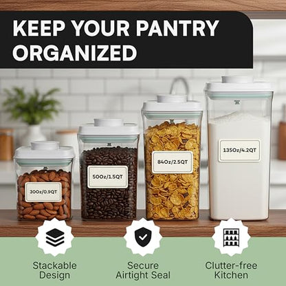 Bop Top Airtight Food Storage Containers with Lid 16.5 Cups / 135 oz | Kitchen Canister Sets | Air Tight Pantry Container | Pop Top Dry Food Storage Containers for Snacks, Sugar, Flour, Baking, Pasta - color: 135 oz