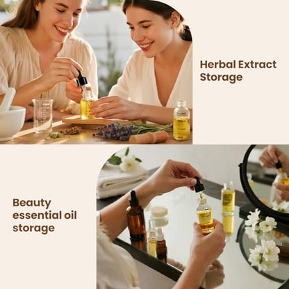 UPBUD 63 Pcs 1oz Clear Glass Dropper Bottles with Measurement, 30ml Leakproof Tincture Bottles with Funnels, Eye Droppers, Extra Caps & Labels, Refillable Empty Bottle for Tinctures, Essential Oils - color: Clear-1oz, size: 1oz