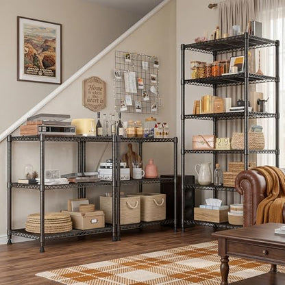 REIBII 6-Storage Shelves Metal Shelving Units and Storage Shelves, 72.2’’H Wire Shelving Garage Adjustable, Garage Storage Save Space, Heavy Duty Shelving for Pantry Kitchen, 24.3’’W X18’’D X72.2’’H - size: 【6 Tier】72"H X 24"W X 18"D