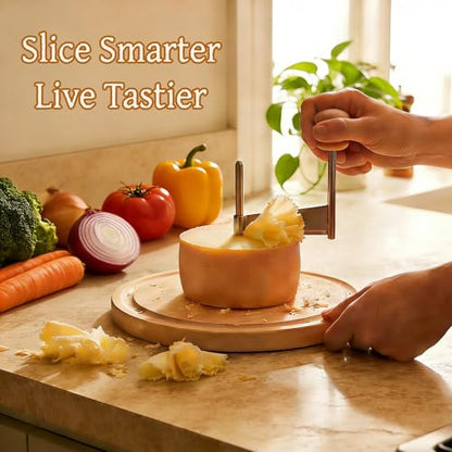 Cheese Curler Wheel, Professional Cheese Slicer Cheese Cutter, Rotary Cheese Grater for i.a. Tête de Moine & Chocolate, Stainless Steel Girolle Cheese Shaver with Sharp Blade & Solid Wood Base - size: no lid