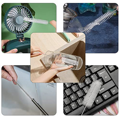 CiaraQ Bottle Cleaning Brushes, 8 Inch Nylon Tube Brush Set | White Cleaner for Narrow Neck Bottles Cups with Hook, Set of 13pcs, White - color: White, size: 8.0 Inch (13pcs)