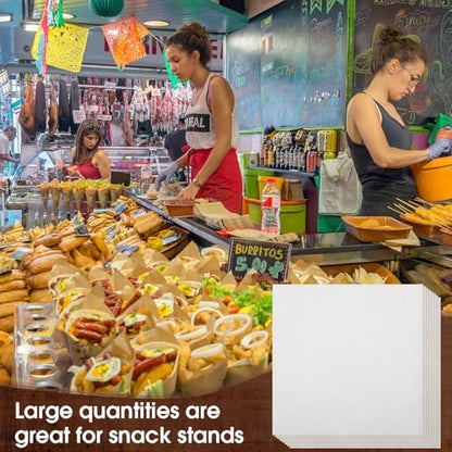 Spakon 1000 Sheets Wax Deli Paper Sheets for Food 12 x 12 Inch Checkered Dry Waxed Deli Basket Liners for Sandwich Wrapping, Food Basket Liners, Picnic party (White) - color: White