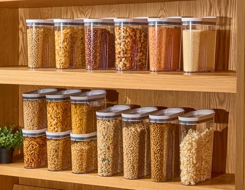 Felli Airtight Cereal Containers 3.3 Qt, Stackable BPA-Free Acrylic Cereal Dispenser with Flip-Top Lid, Medium Pantry Food Storage for Oats, Granola, Rice (Medium 3.3Qt - 3pk) - color: Medium 3.3Qt - 3pk