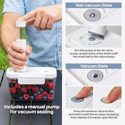 Food Storage Containers with Lids Airtight Set, BPA Free, Portable Vacuum Container Set with Ice Packs for Lunch Boxes & Coolers - Freezer Packs for Kitchen, Fridge, Camping, Picnic