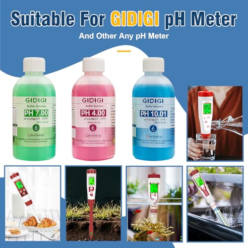 pH Meter Calibration Buffer Solution Kit, Includes pH 4.00, 7.00 and pH 10.01 Solution pH Meter for Food,Digital pH Meter for Fermentation,Hot Sauce,Canning