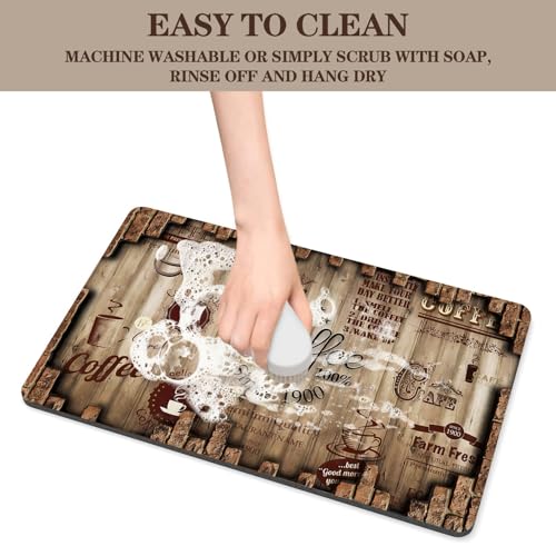 Absorbent Coffee Bar Mat for Espresso Machine Countertops - Rubber Backed Draining Pad - Fit Under Coffee Maker - 20x12in - color: Coffee-6