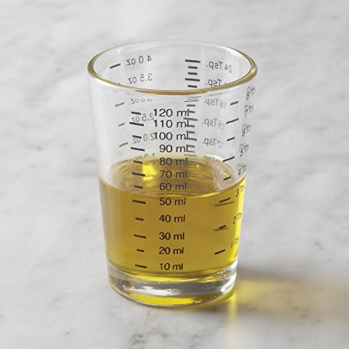 Fox Run Mini Multi-Purpose Liquid and Dry Measuring Shot Glass, Set of 2, 4-Ounce Cups, Clear, Small - size: 4 oz, style: Set of 2