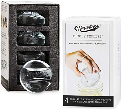 Masontops Pickle Pebble Glass Fermenting Weights - Pickling Fermentation Weight Set - Small Mouth Size For Mason Jar Fermentation Kit - size: Small Mouth 4PK