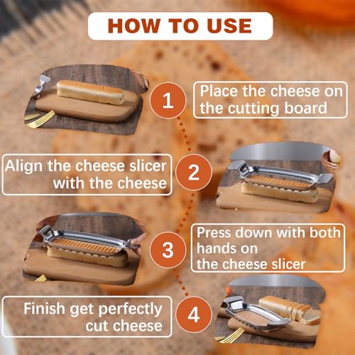 2 Pcs Stainless Steel Multipurpose Food Cutter, Butter & Cheese Slicer with Ergonomic Handle, Cuts into 1/4 Inch, Dishwasher Safe