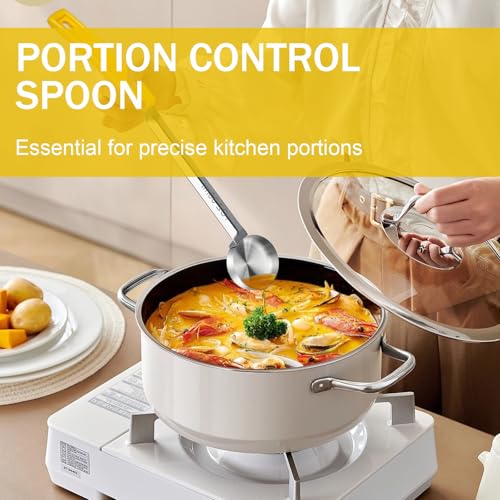 1 Ounce Solid Stainless Steel Portion Control Ladle Spoon -Pizza Sauce Serving Spoons Portion Ladle for Sauces, Perfect for Weight Watchers, Buffets, Parties - size: 1 Ounce, style: 1 PCS