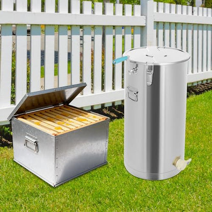 Stainless Steel Manual Honey Extractor, Household Beekeeping Machine Honey Presser Beeswax Press Tool Honey Presser Manual Beekeeping Extraction Tool for Honey Fruits Vegetables Juice (Style A) - color: Style A