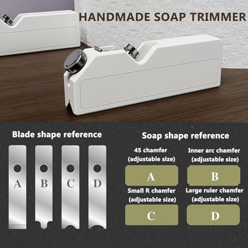 Handmade Soap Trimmer, Cold Soap Edger Beveler Planer with 4 Styling Knives: 45° Angle/Small R/Inner Arc/Large R Chamfering, for Square/Round Cold Soap Candle Making