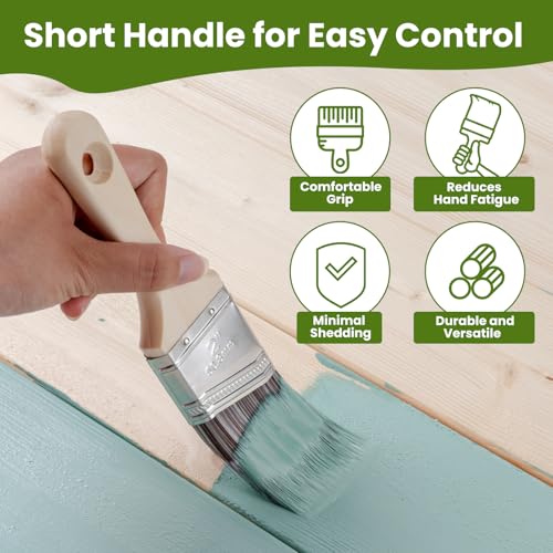 Paint Brushes, 2 Inch, Angled Brushes with Short Handle, 3 Pack, Shortcut Paintbrush for Paints and Stains, Small Paint Brushes for Walls, Furniture, Cabinets and Home Improvement - size: 2 Inch Angled, 3 Pack