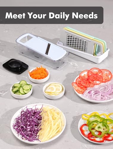 Geedel Professional Mandoline Slicer for Kitchen, Multi Purpose Vegetable Slicer Cutter, Vegetable Cutter Onion Cutter for Veggie Fruit Cheese - color: Light Blue