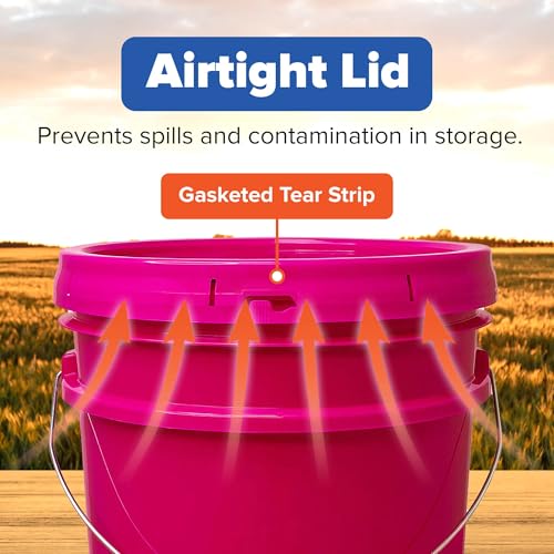 ePackageSupply 5 Gallon Plastic Bucket with Airtight Lid | Made in USA | Food Grade Bucket | BPA-Free | Heavy Duty 90 Mil All Purpose Pail | One 12" Rubber Mallet & One Lid Opener Included | 3 Pack - color: Pink, size: 3 Packs