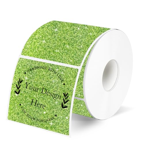 Square Holographic Thermal Labels Stickers, 2" x 2" Thermal Stickers Labels, Waterproof Glitter Direct Thermal Printer Label for Small Business- Holographic Green - color: Glitter Green, size: 2 X 2