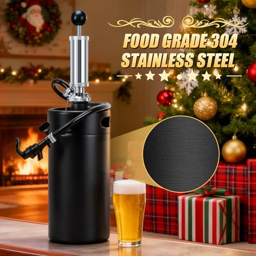 128oz Mini Keg Growler Tap System, 3.6L Mini Keg Pump Beer Tap Draft Beer Dispenser System Growler Beer Keg Party Hand Pump for Homebrew Craft Beer, Camping, Picnics