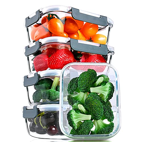 M MCIRCO [5-Packs, 30 Oz] Glass Meal Prep Containers with Snap Locking Lids Glass Food Containers,Airtight Lunch Container,Microwave, Oven, Freezer and Dishwasher - size: 5pcs