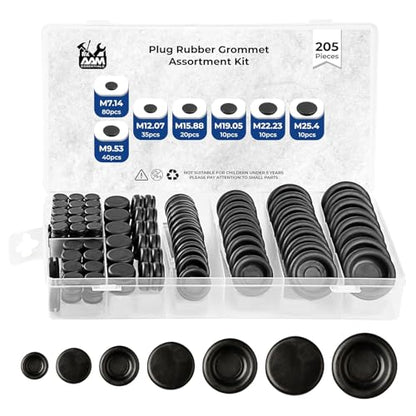 Rubber Grommets for Wiring-205pcs Assorted Firewall Hole Plugs in 7 Sizes M25.4, M22.23, M19.05, M15.88, M12.07, M7.14, M9.53-Waterproof Rubber Grommet Kit Wire Grommet Perfect for Sealing Auto Panel - size: 7 Sizes-205pcs