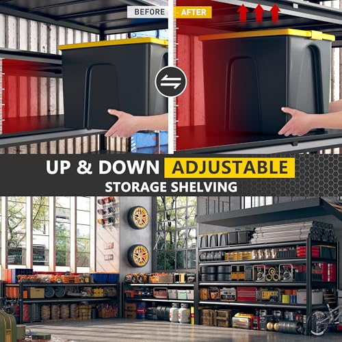 REIBII 60" W Garage Shelving, 2650LBS Heavy Duty Storage Shelves, 4 Tier Adjustable Industrial Shelving for Home, Kitchen, Garage, Basement, Commercial, Warehouse, Office, Store, 60" W x 24" D x 60" H - size: 60" W x 24" D x 60" H