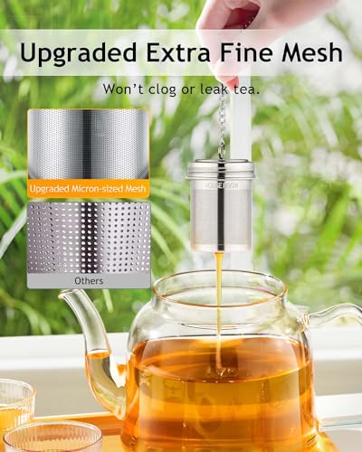 HOUSE AGAIN Tea Infuser, Extra Fine Mesh Tea Infusers for Loose Tea, 18/8 Stainless Steel Tea Strainer with Extended Chain Hook, Tea Steeper for Brew Tea, Spices & Seasonings Small × 2 - size: Small × 2