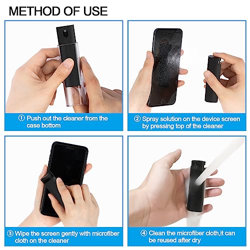 walrfid Screen Cleaner Touchscreen Mist Spray, walrfid Cleaning Kit for Electronic Smart Phone TV, Laptop, Tablet, PC, Computer LCD Flat Screens, Compatible with iPhone iPad MacBook Pro - Black - color: Safety Black