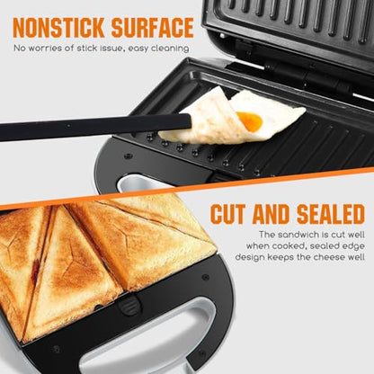Aigostar Sandwich Maker Panini Press Grill, 3 in 1 Waffle Maker with Removable Non-stick Plates, Electric Grilled Cheese Maker, Portable Cool Touch Handle, Led Indicator Lights & Easy to Clean, 750W - color: Grey