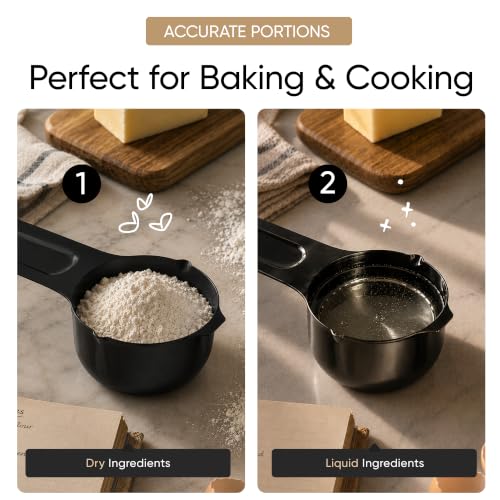 Color Up 1 Cup Measuring Cup (240 ml) – Premium Black Stainless Steel, Accurate for Wet & Dry Ingredients, Embossed Markings, Easy-Pour Spouts, Dishwasher-Safe, Kitchen Essential - size: 1 Cup (240 ml) Black