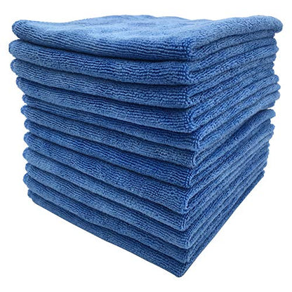 400 GSM Microfiber Cleaning Cloths,Ultra Absorbent Lint Free Reusable Towels for Kitchen, Glass, Windows, Car Detailing & Household Cleaning, Thick Quick Dry Cleaning Rags, 12" x 12" - color: Blue
