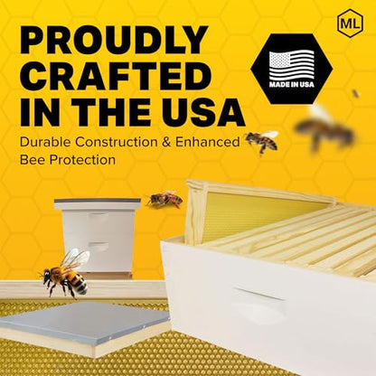 Mann Lake Complete Hive Kit Combo, Includes 1 Deep and 1 Medium Super Box, Quality Pine, Ideal for Beekeeping Beginners, Made in USA, 10 Frame, Painted