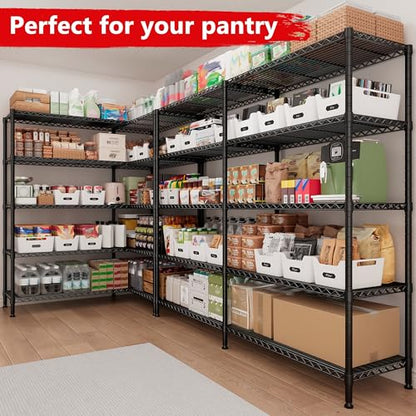 5 Tier Metal Shelving Unit Storage Shelves Load 1500LBS,Adjustable Wire Shelving Pantry Shelves for Storage,Kitchen Shelves Storage Rack for Commercial Garage Shelving Heavy Duty,61.7"W*72.4"H*15.8"D - style: Black-15.8" Dx61.7" Wx72.4" H-5 Tier