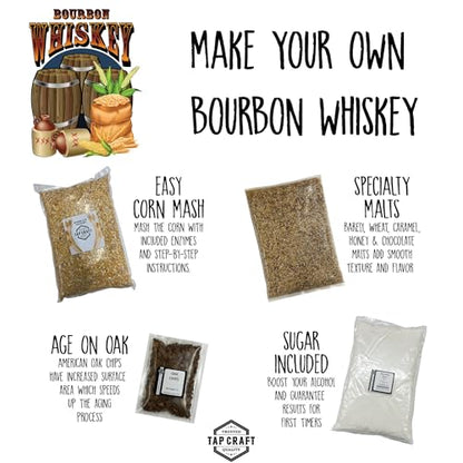 Beginner Bourbon Recipe Mash and Fermentation Kit - Make Your Own Bourbon at Home - Gifts for Whiskey Lovers - Gifts for Him - Gifts for Dad