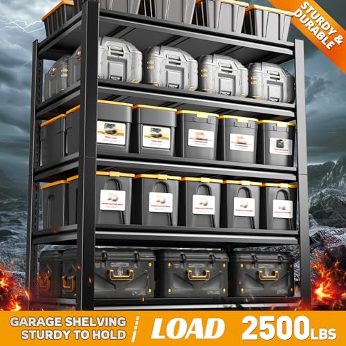 REIBII 72" H Storage Shelves, 2500LBS Heavy Duty Garage Shelving Unit, 5 Tier Adjustable Metal Shelf for Garage Basement Kitchen Pantry Warehouse Office Commercial 35" W x 15" D x 72" H - size: 35"W x 15"D x 72"H