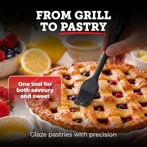 Lightyear Silicone Basting Pastry Brush Set (2 Pcs) ❘ 450°F Heat Resistant Oil Brush for Your Kitchen - Ideal For BBQ’s, Baking & Cooking | 100% Food Grade Silicone - BPA Free & Dishwasher Safe - color: Black