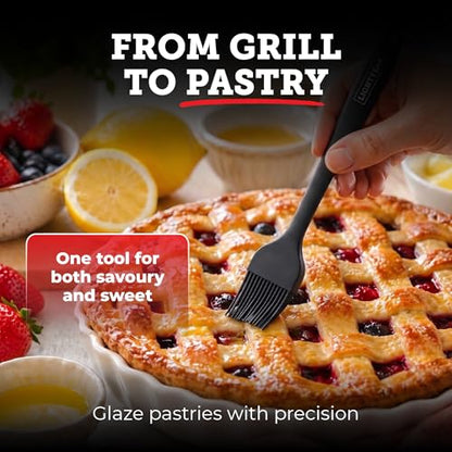 Lightyear Silicone Basting Pastry Brush Set (2 Pcs) ❘ 450°F Heat Resistant Oil Brush for Your Kitchen - Ideal For BBQ’s, Baking & Cooking | 100% Food Grade Silicone - BPA Free & Dishwasher Safe - color: Black