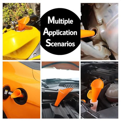 Oil Funnel 3-Pack, Multi Function Plastic Long Neck Oil Funnel - for All Automotive Oils Lubricants Engine Oils Water Diesel Fuel Kerosene