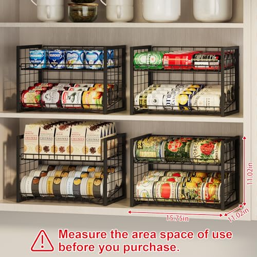 X-cosrack 2 Packs Stackable Can Rack Organizer for Pantry, 2-Tier Sturdy Adjustable Pantry Can Storage Organizer for Canned Food Can Goods, Kitchen Can Dispenser Holder for Soda Drinks Snack, Black - size: 2 Tier -2 Packs