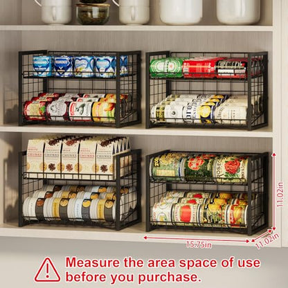 X-cosrack 2 Packs Stackable Can Rack Organizer for Pantry, 2-Tier Sturdy Adjustable Pantry Can Storage Organizer for Canned Food Can Goods, Kitchen Can Dispenser Holder for Soda Drinks Snack, Black - size: 2 Tier -2 Packs