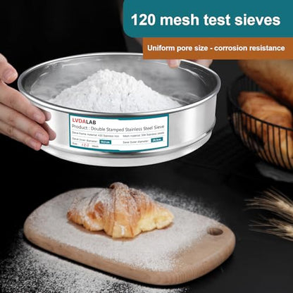 3 Pack 304 SUS Mesh Lab Sieves,200mesh(0.075mm),120 Mesh 0.125mm,30 Mesh 0.6mm Aperture Test Sieve,7.9in/20cm Dia Economy Test Sieve for Industrial Laboratory Homes - style: 200+120+30