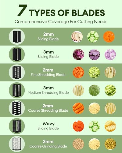 Upgraded 300W Electric Cheese Grater with 7 Stainless Steel Blades,Cheese Shredder Electric for Slicing,Shredding & Grinding Vegetables,Fruits and Nuts,Easy Clean with 2 Brushes & Blades Storage Bag - color: 7 Blades