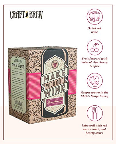 Craft a Brew Home Merlot Making Kit – Easy Beginners with Ingredients and Supplies – Ultimate Wine Brewing - color: Merlot