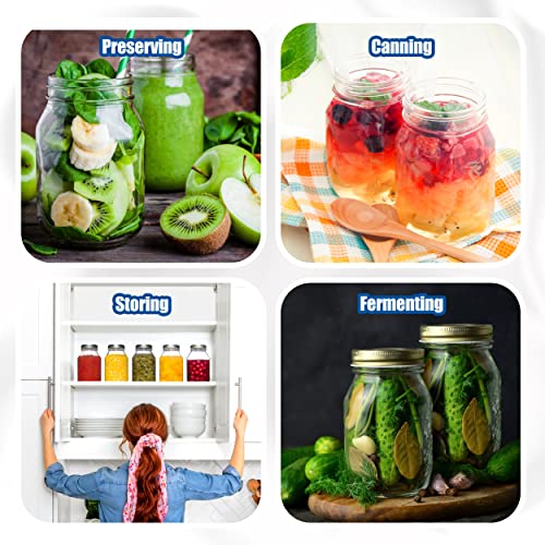 Mason Jars 32 Oz With Lids Regular Mouth (12 Pack) Preserving Spices,Storage,Meal Prep, Overnight Oats,Dry Food,Salads,Drinking
