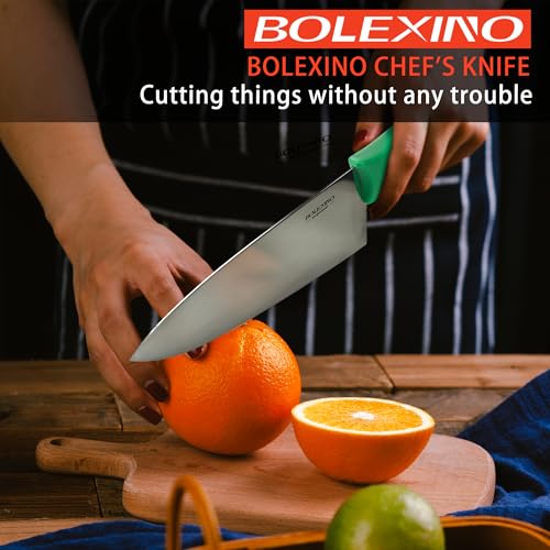 8 inch Japanese High Carbon Stainless Steel Chef Knife, Professional Extra Sharp Wide Cook Knife with Non-slip Ergonomic Handle, for Kitchen Home Restaurant - color: Green