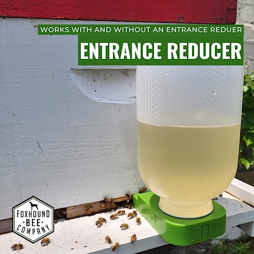 Foxhound Bee Co Bee Feeder | Half Gallon Plastic Entrance Feeder for Sugar Syrup | Leakage-Free Hive Feeder for Beekeeping, 2 Pack - size: 2 Pack Entrance Feeder with Jar